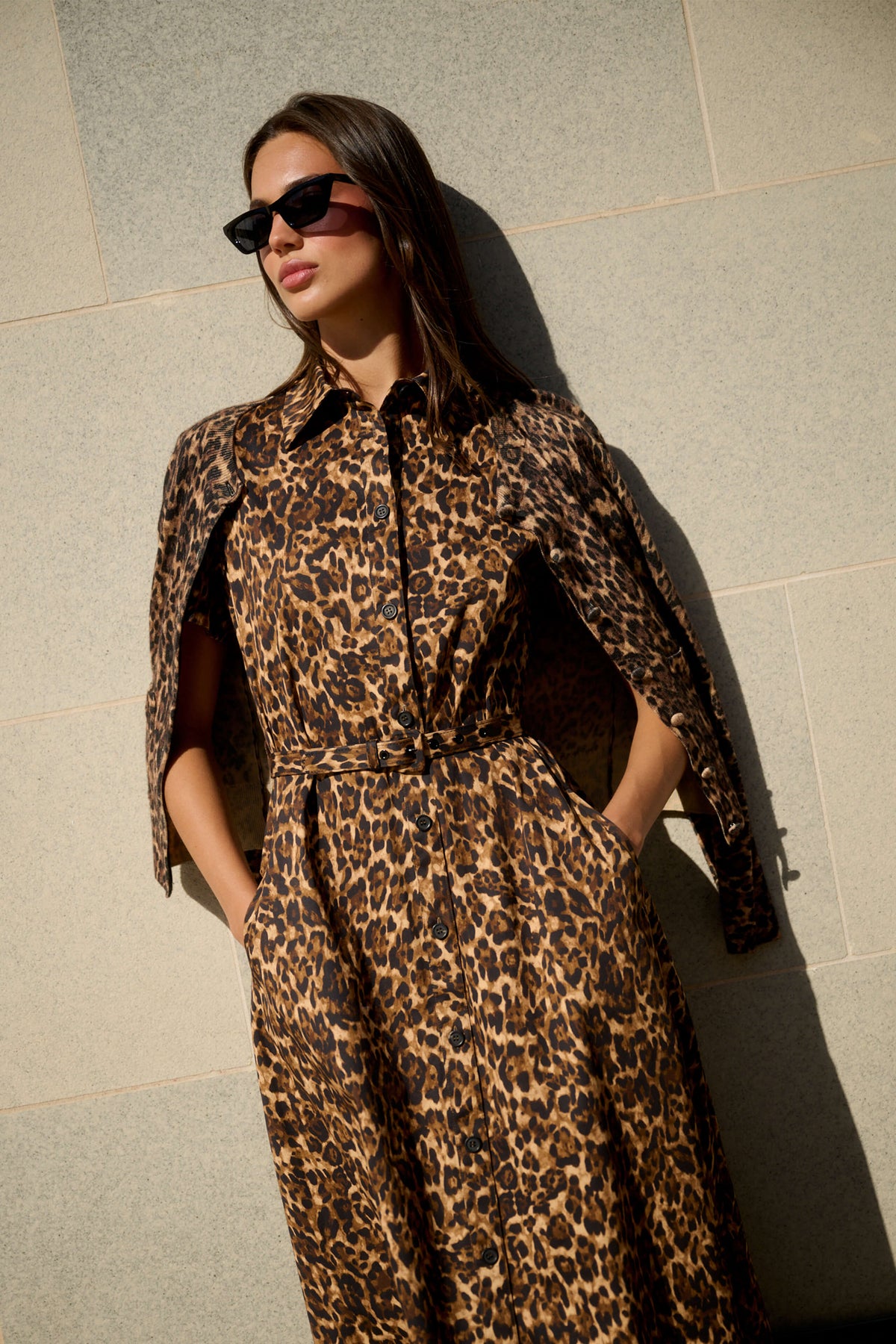 Leopard Poplin Shirt Dress