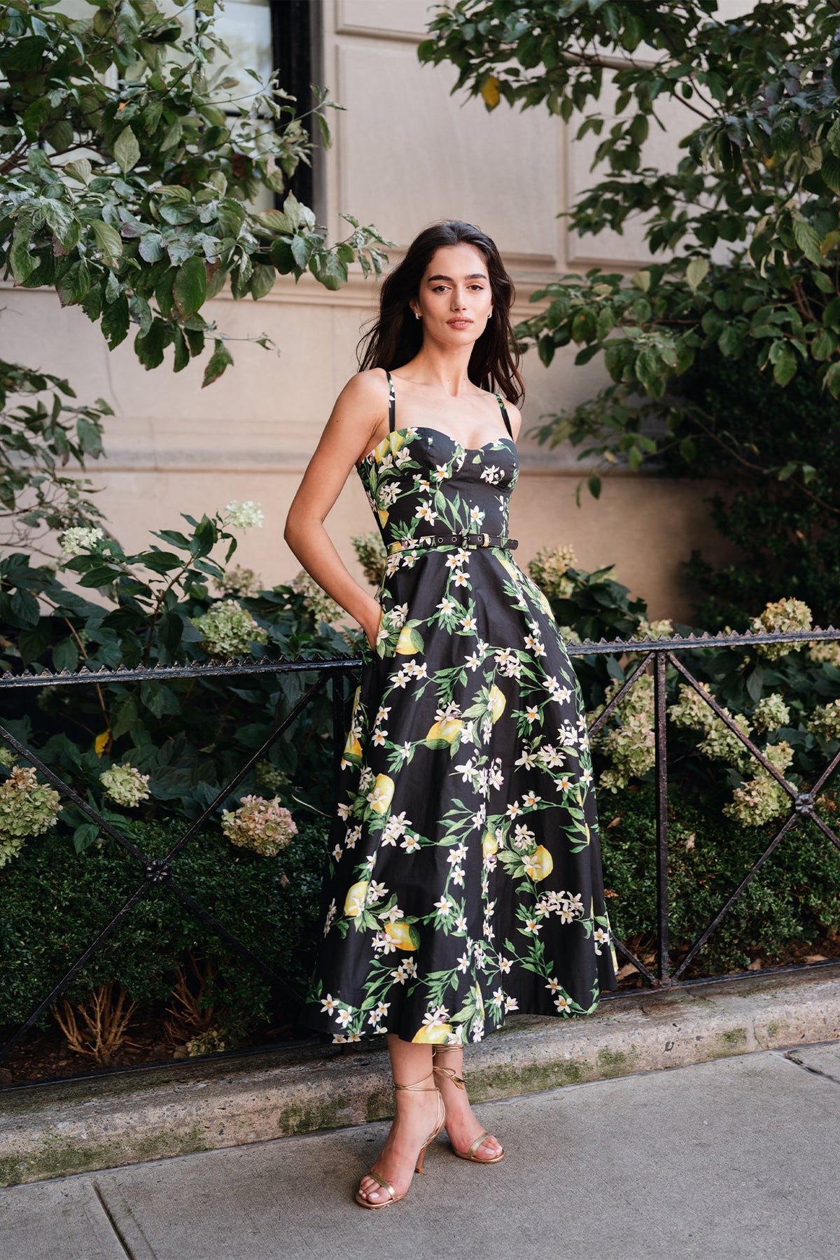 Noir Lemon Print Corseted Dress