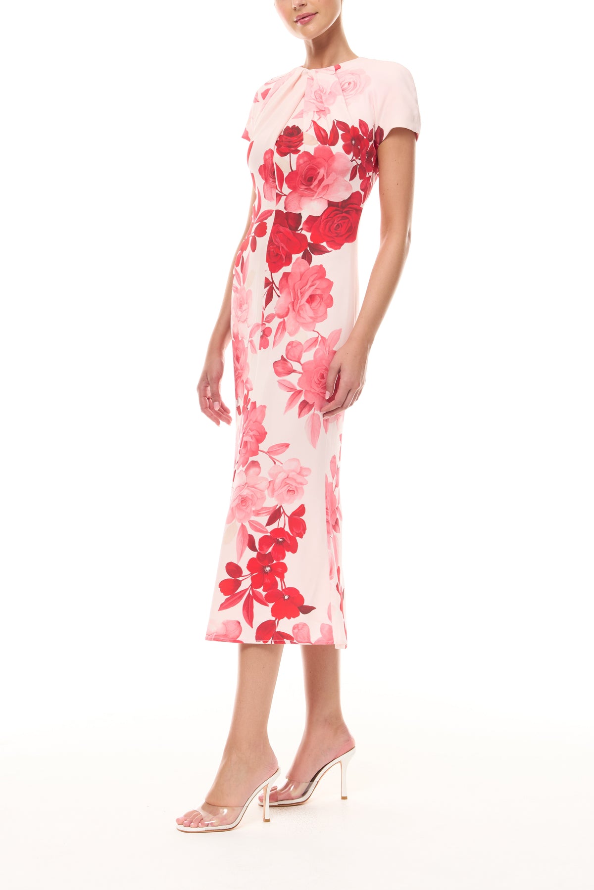 Rose Printed Cap Sleeve Dress
