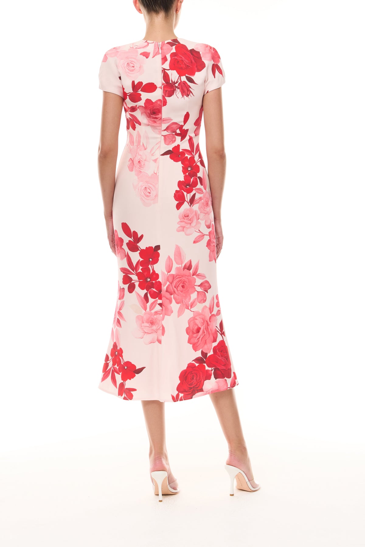 Rose Printed Cap Sleeve Dress