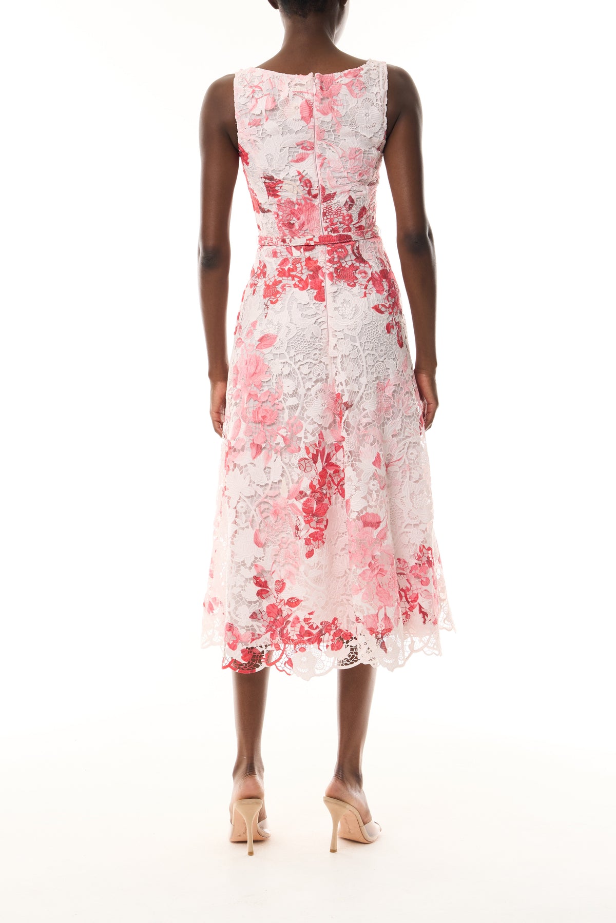 Rose Printed Lace Midi Dress