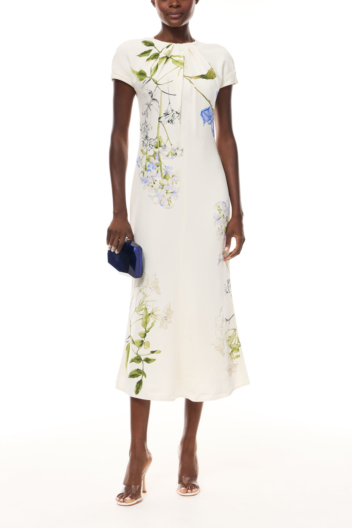 Floral Crepe Cap Sleeve Dress