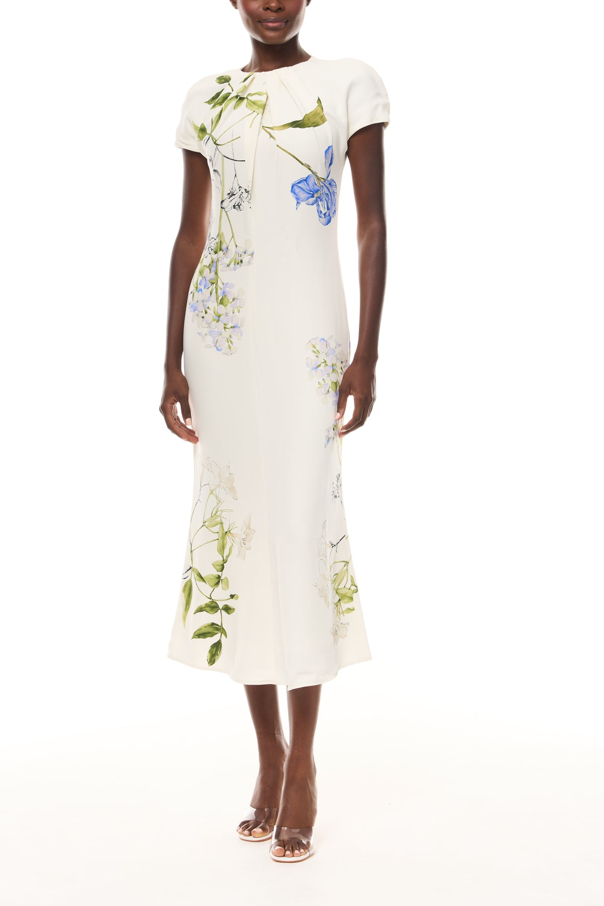 Floral Crepe Cap Sleeve Dress