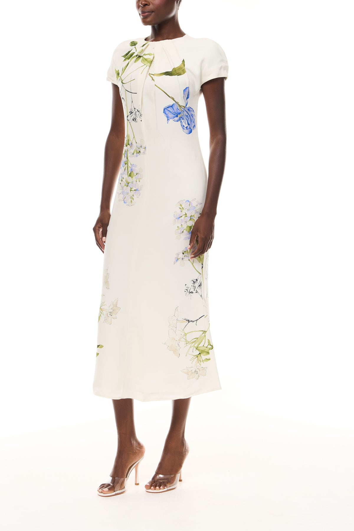 Floral Crepe Cap Sleeve Dress