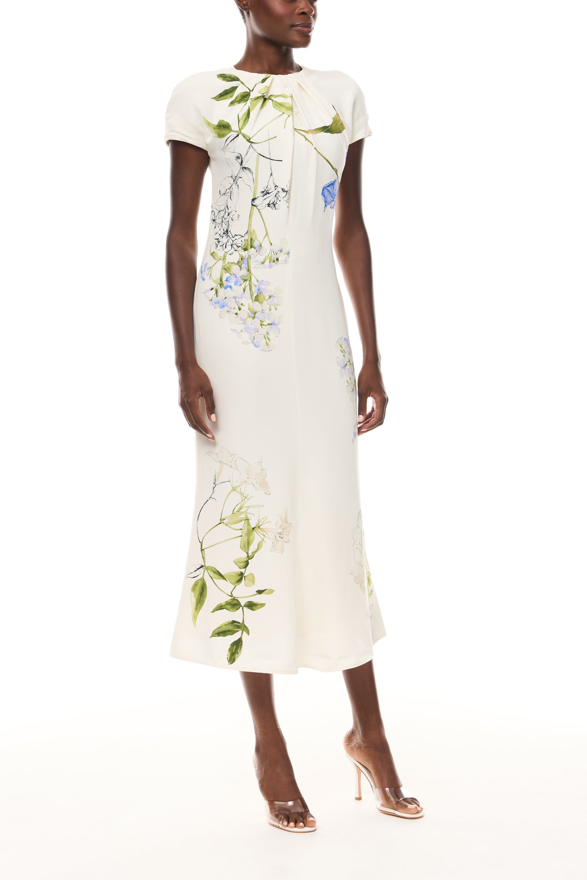 Floral Crepe Cap Sleeve Dress