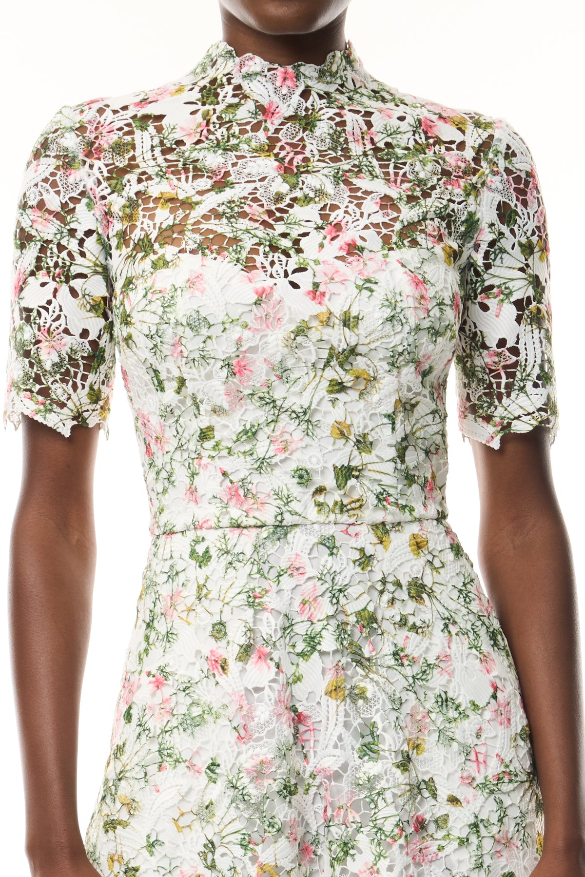 Short Sleeve Floral Lace Dress