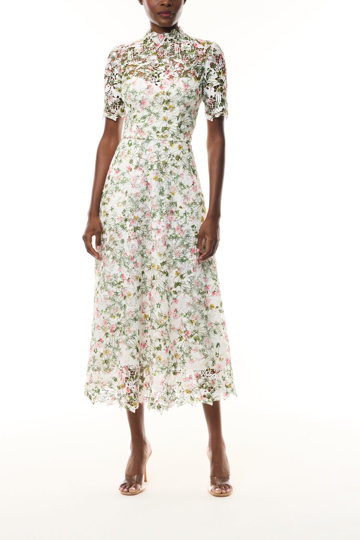 Short Sleeve Floral Lace Dress