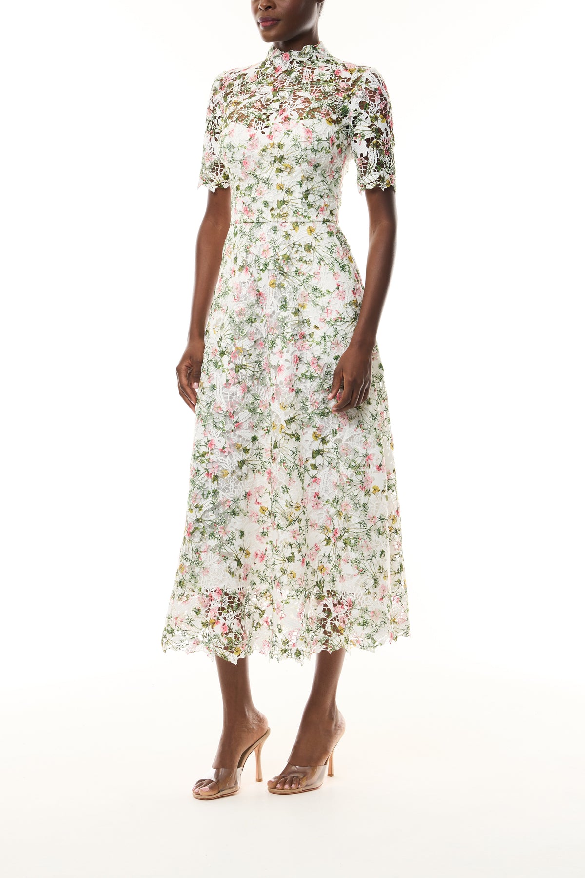 Short Sleeve Floral Lace Dress