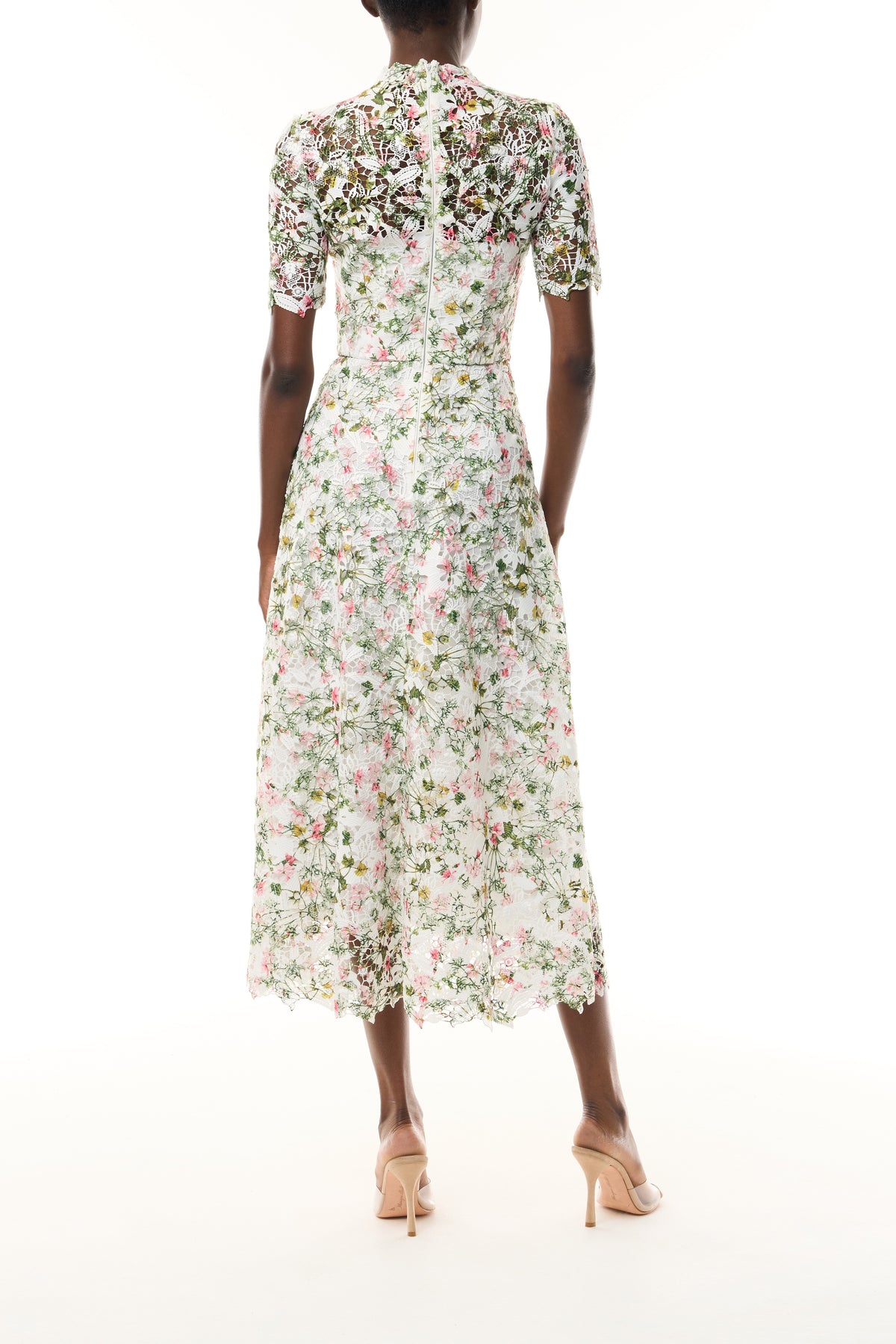 Short Sleeve Floral Lace Dress