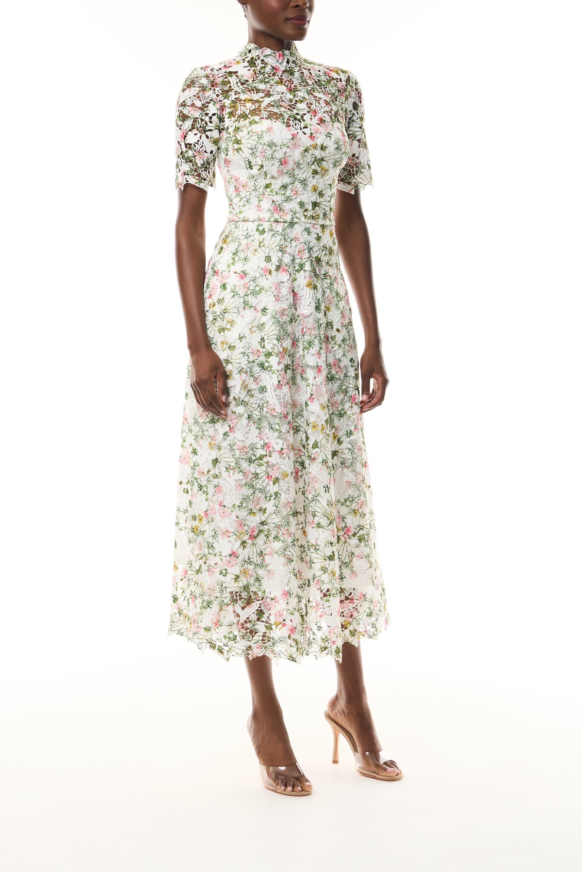 Short Sleeve Floral Lace Dress