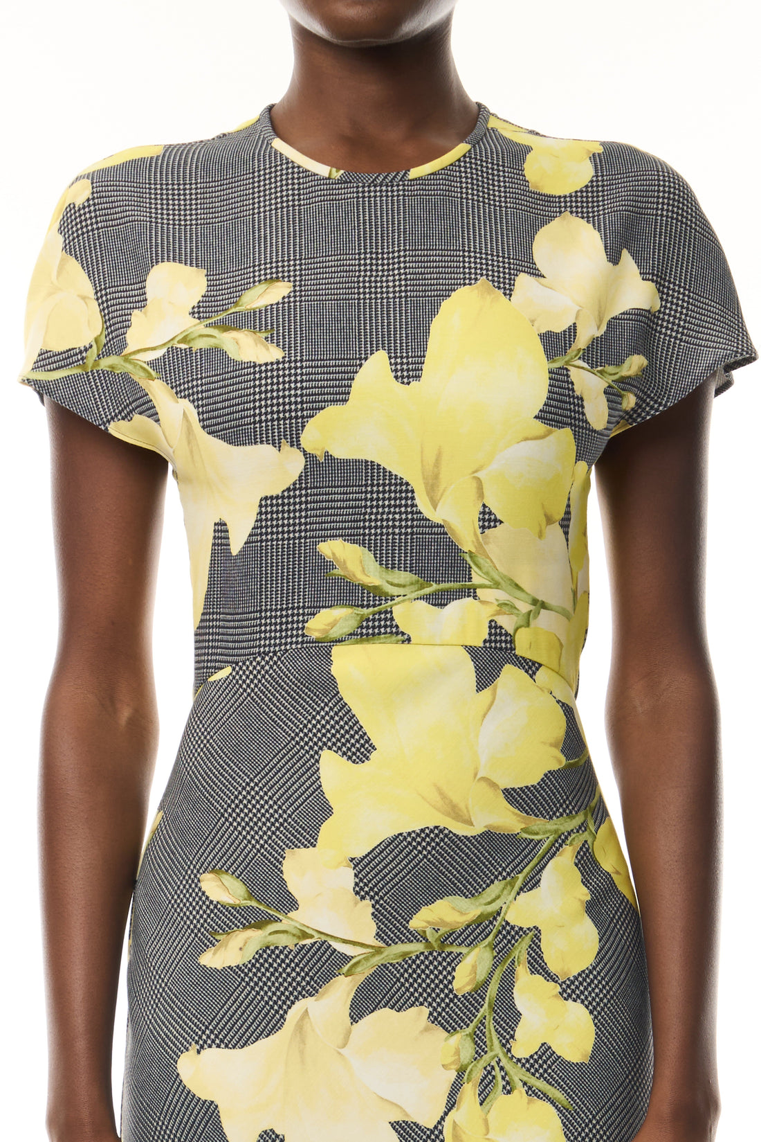 Short Sleeve Snapdragon Plaid Bias Dress