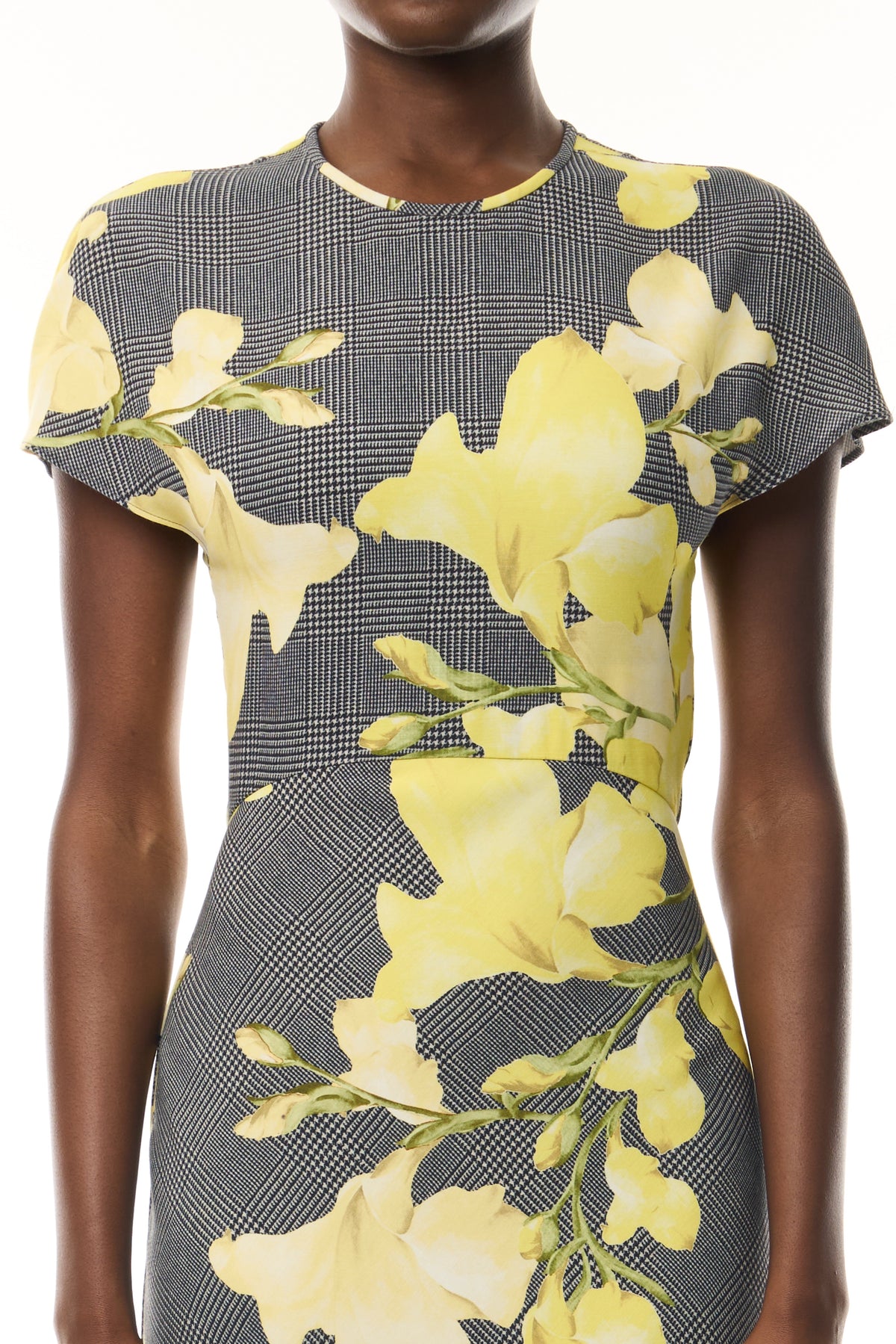 Short Sleeve Snapdragon Plaid Bias Dress