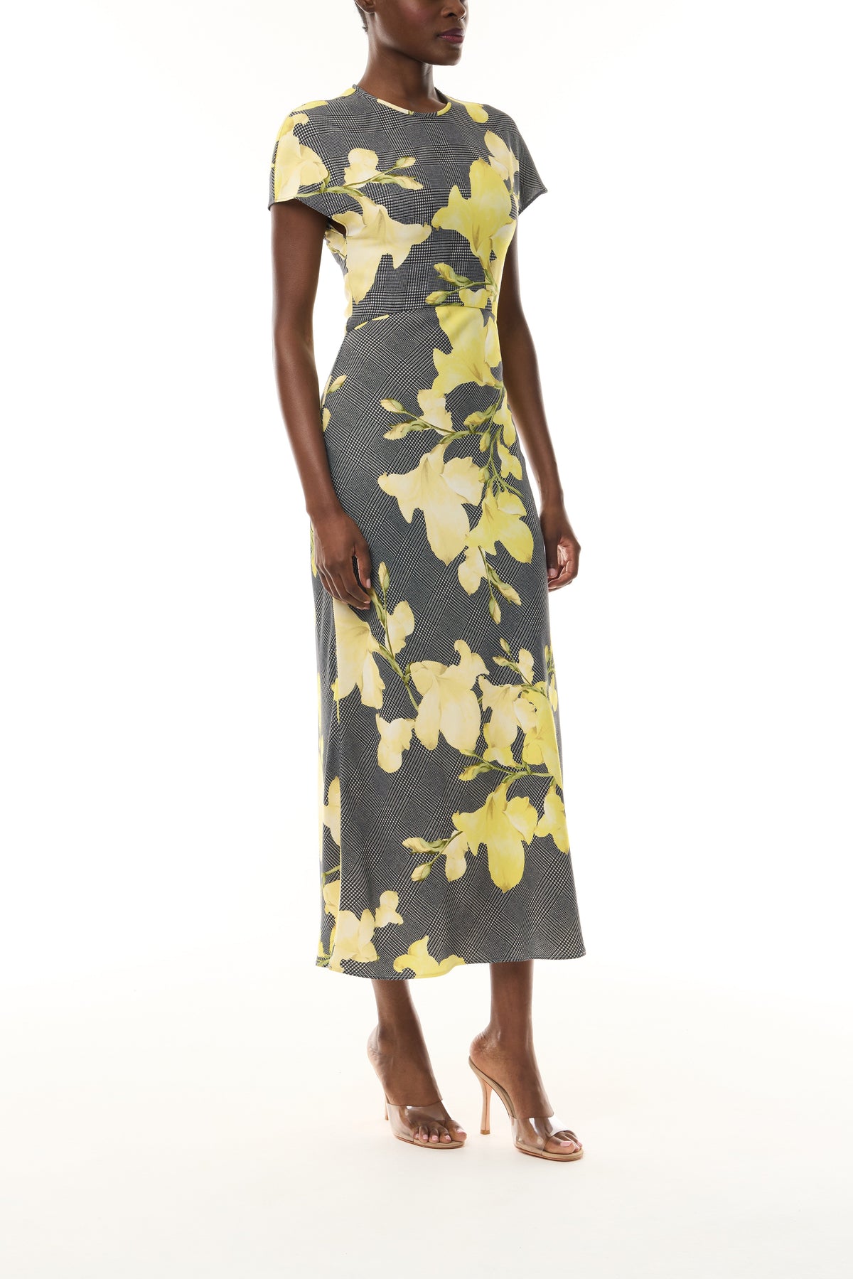 Short Sleeve Snapdragon Plaid Bias Dress