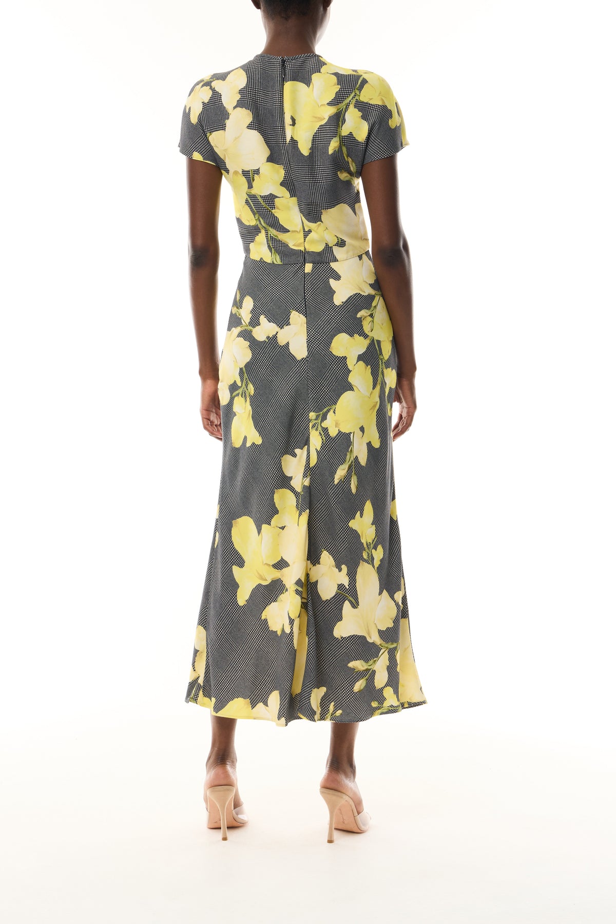 Short Sleeve Snapdragon Plaid Bias Dress