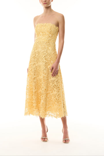 Strapless Lace Midi Dress