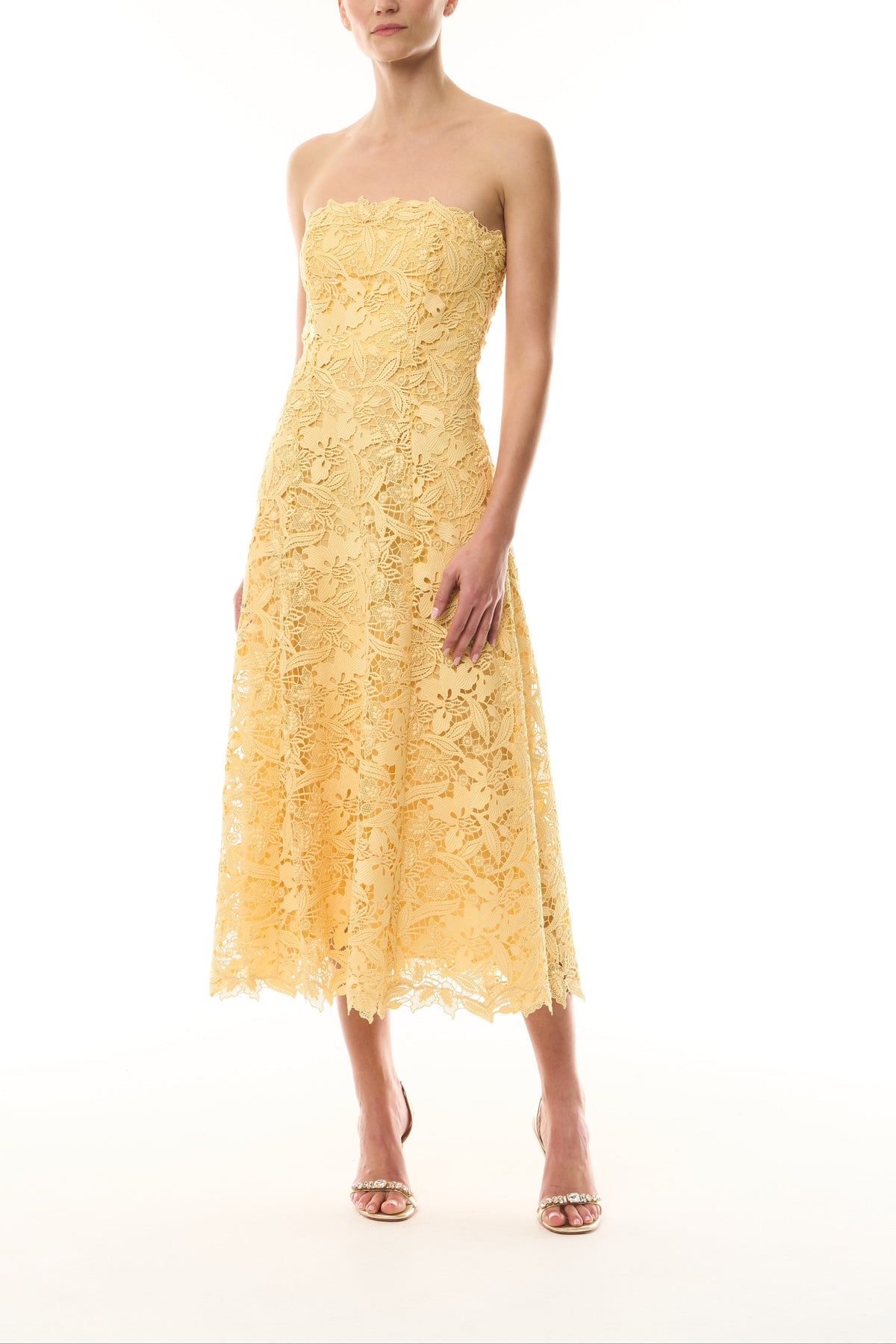 Strapless Lace Midi Dress