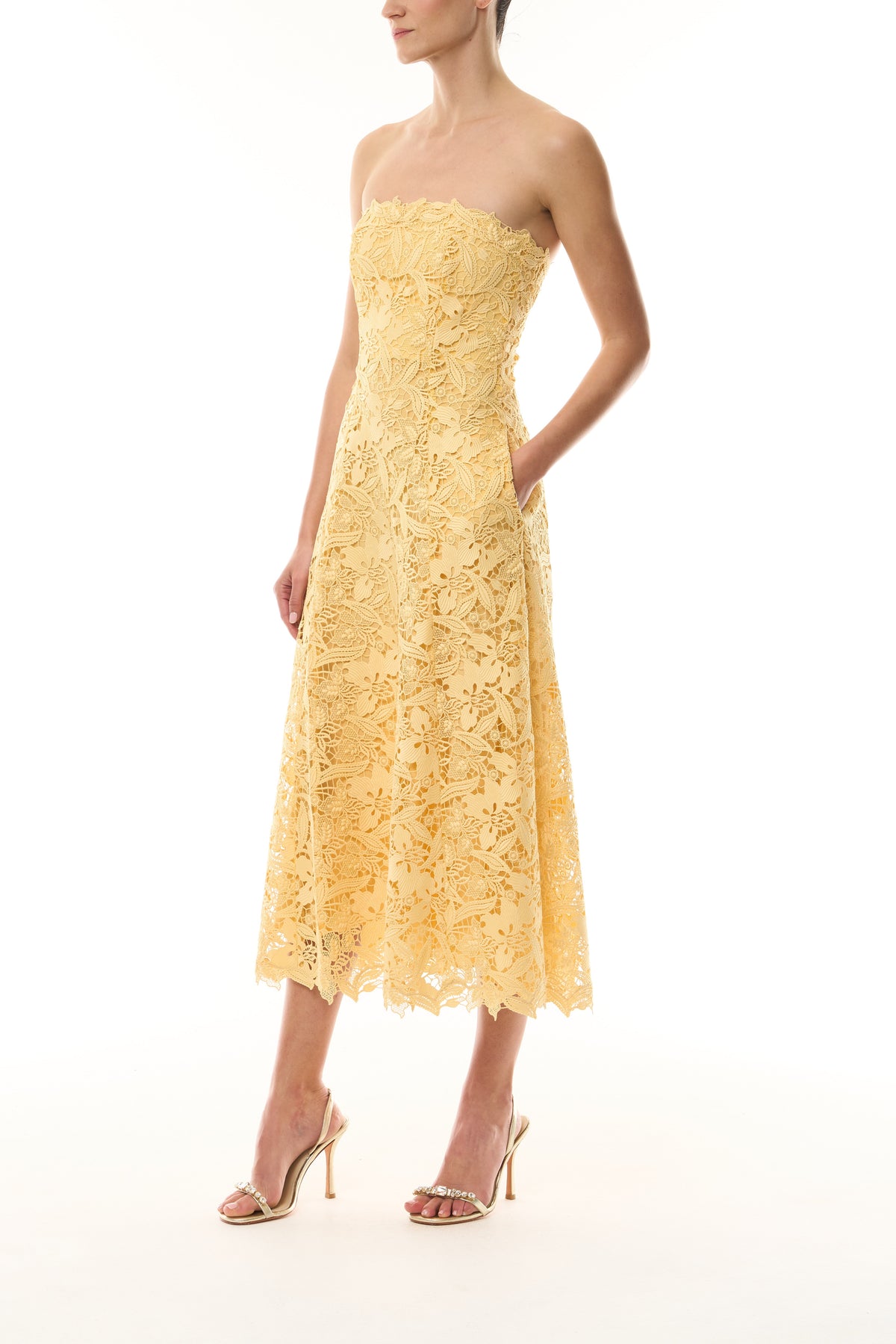 Strapless Lace Midi Dress