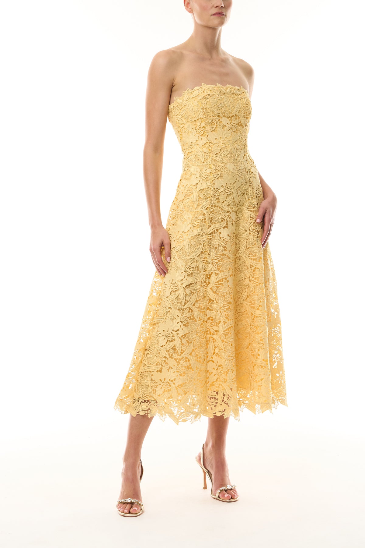 Strapless Lace Midi Dress
