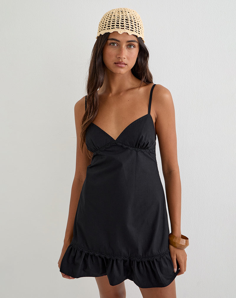 Tavita Mini Dress in Poplin Black