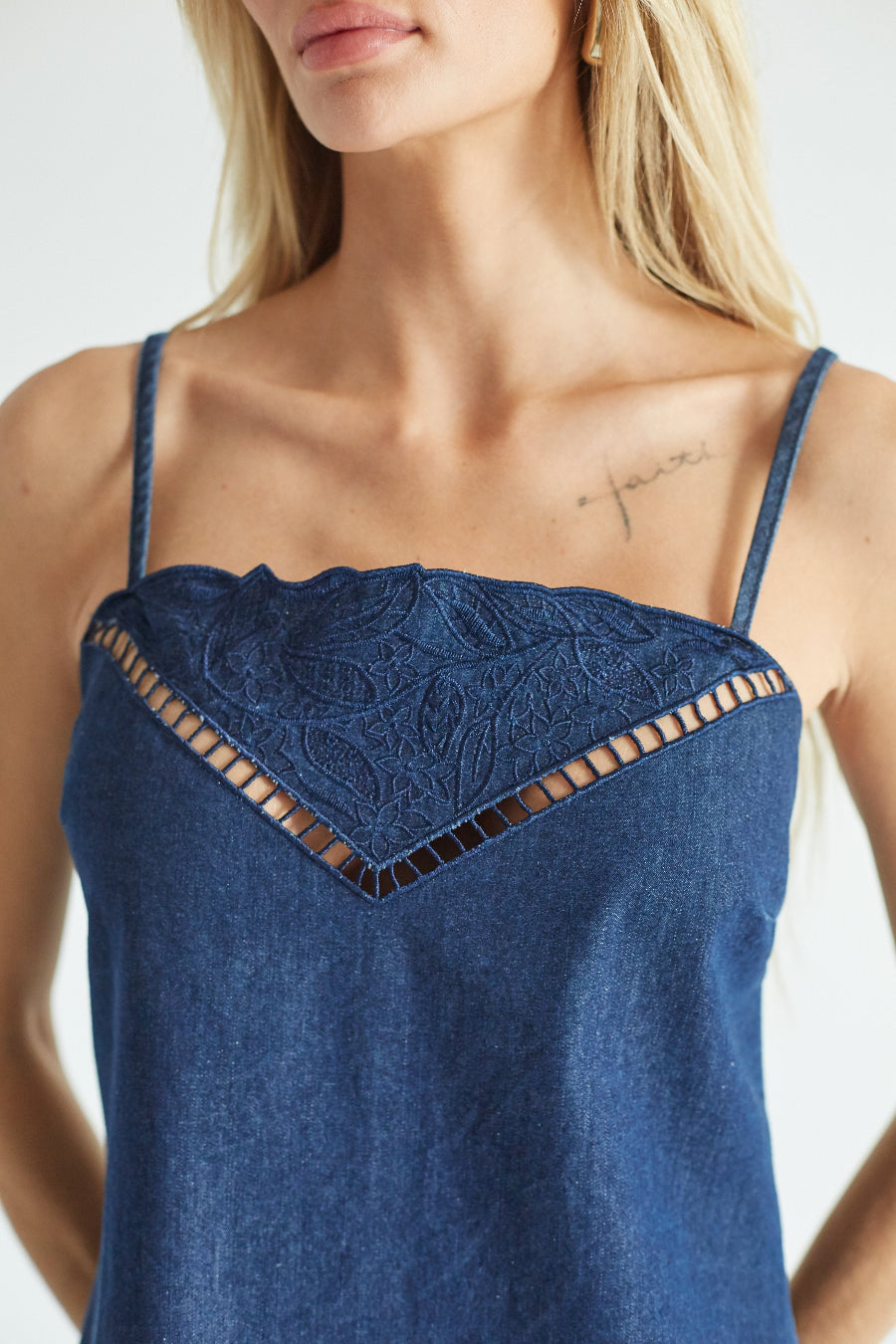 Tessie Embroidered Denim Mini Dress