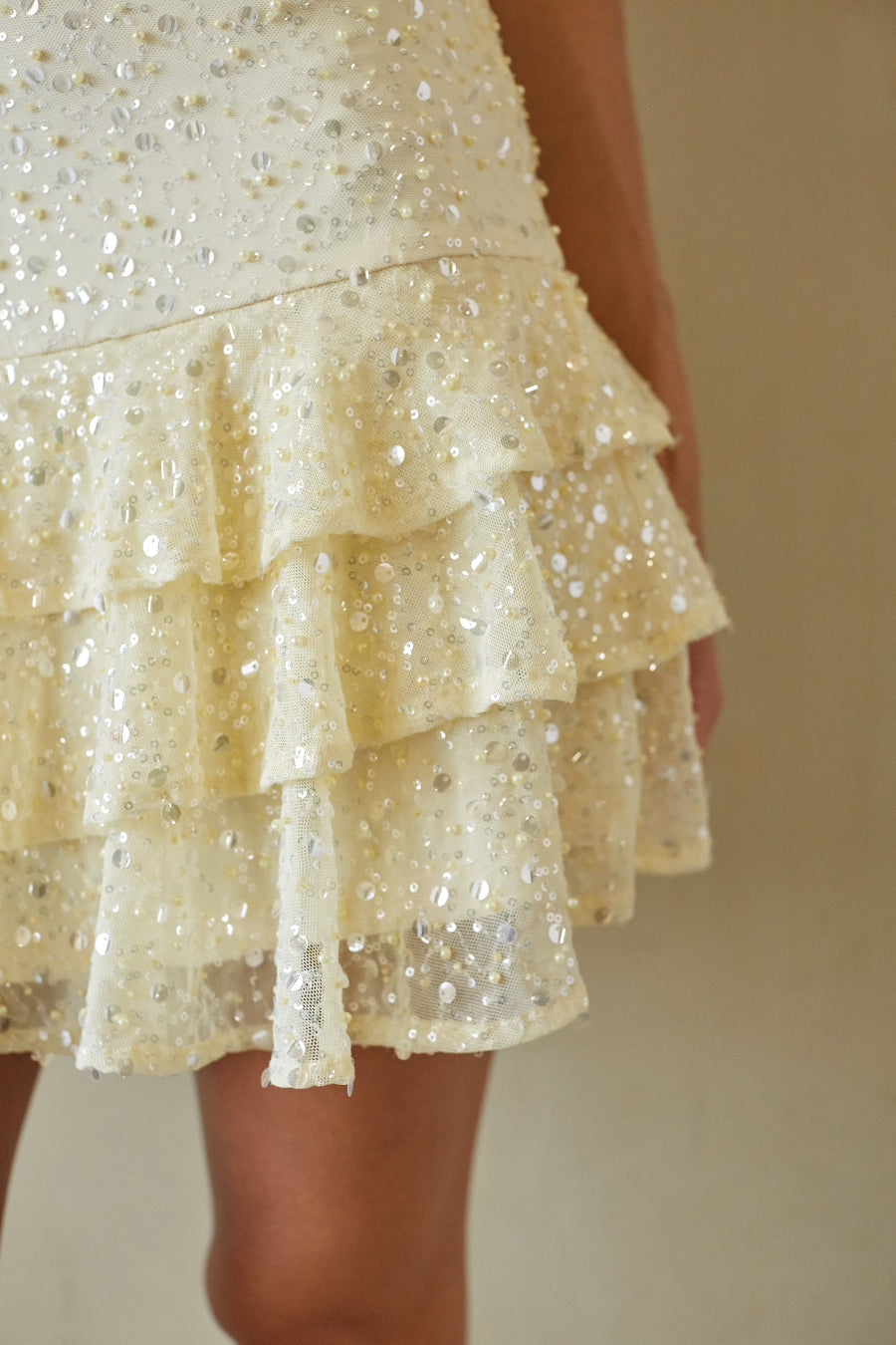 Tiffany Embellished Ruffle Mini Dress