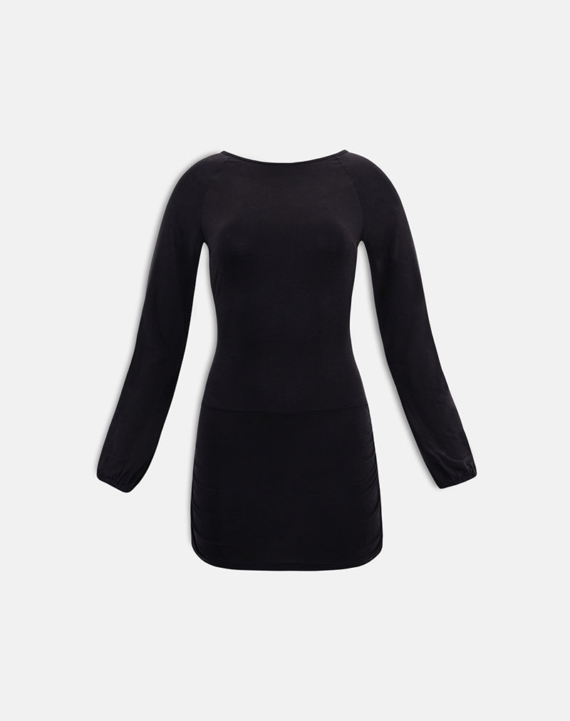 Tomoko Mini Dress in Cupro Black