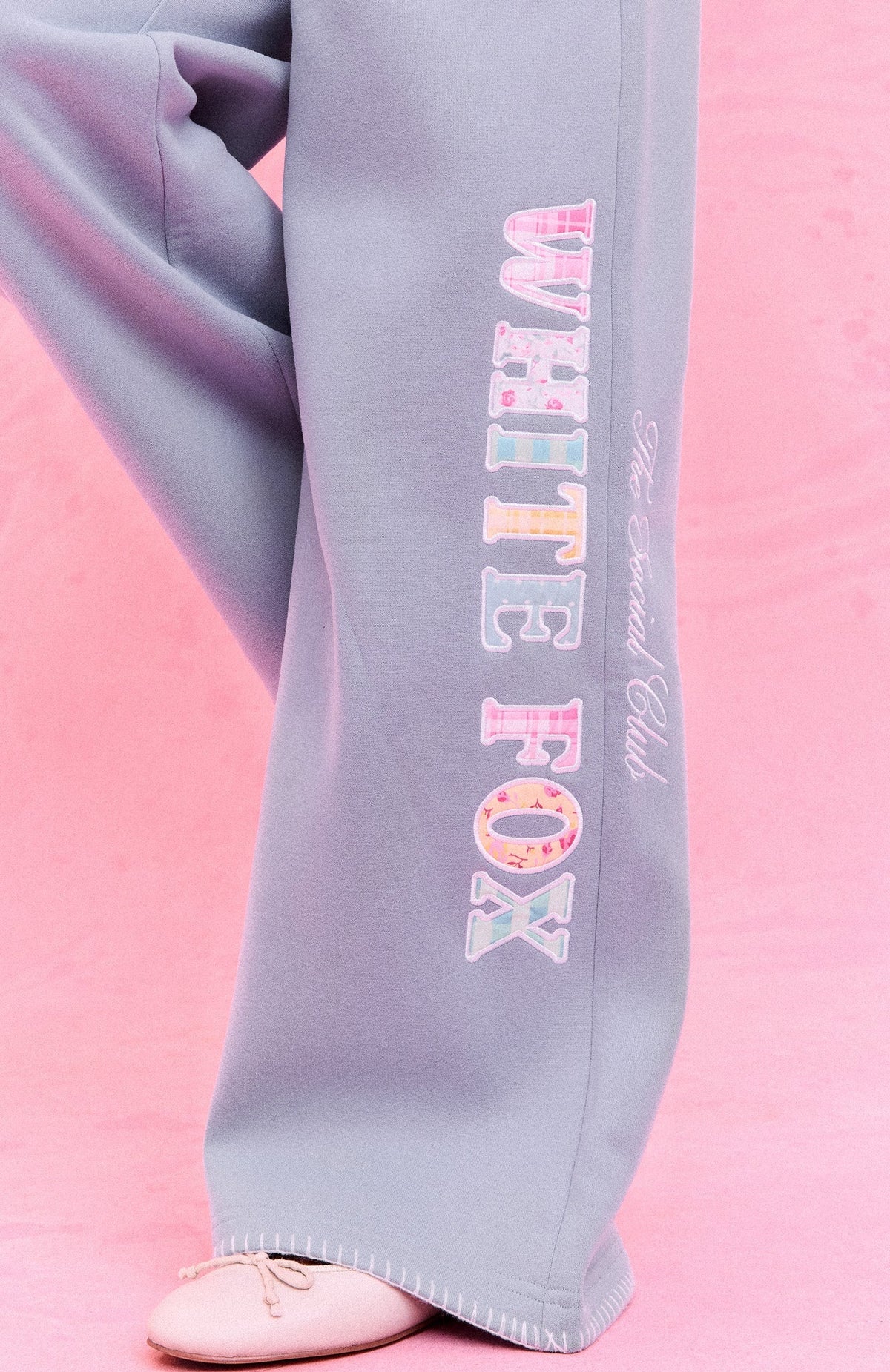 The Social Club Elena Wide Leg Sweatpants Dusty Blue
