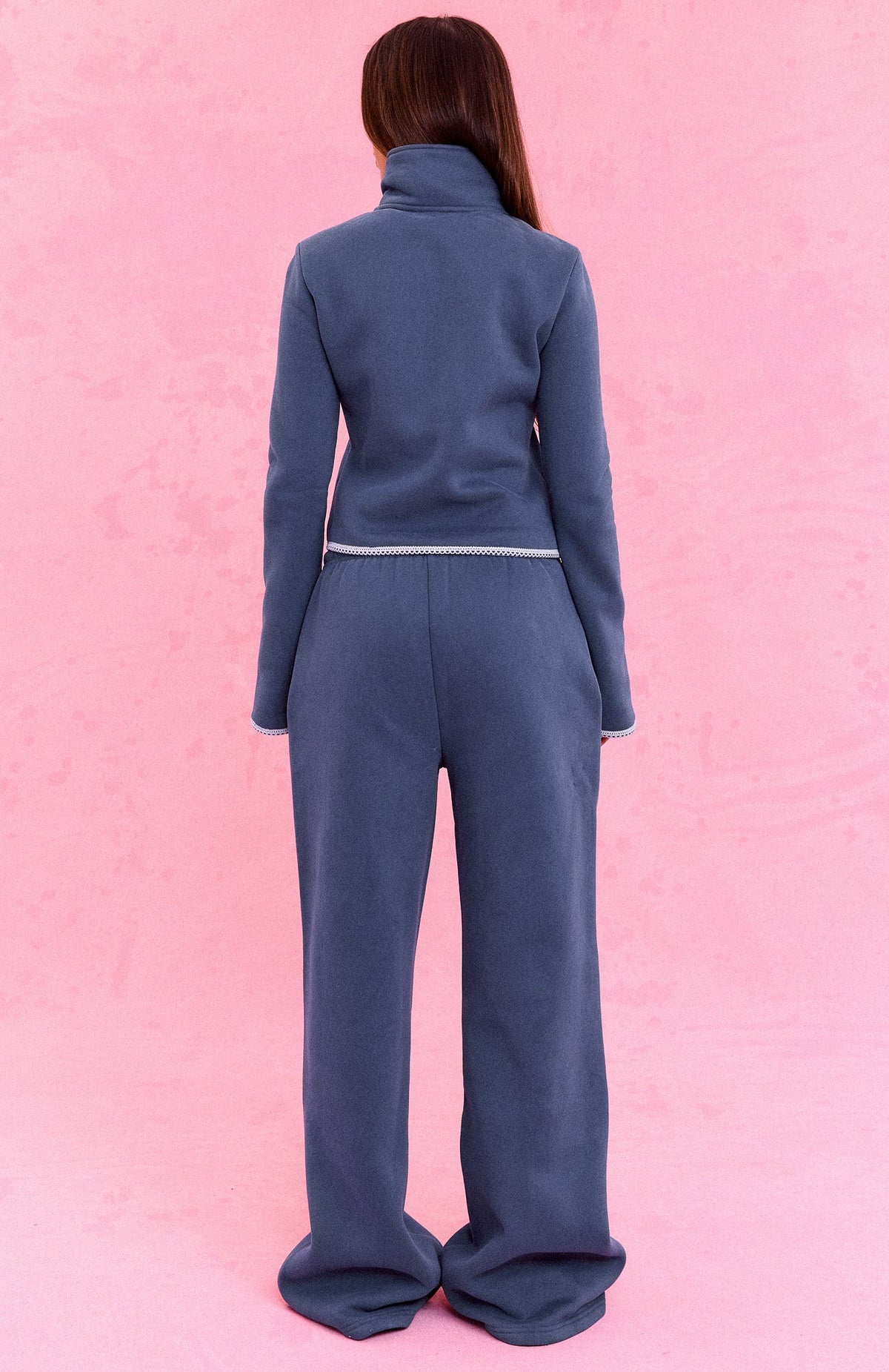 The Social Club Helena Wide Leg Sweatpants Navy