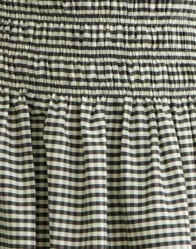 Undine Midi Dress in Mini Gingham Dark Green