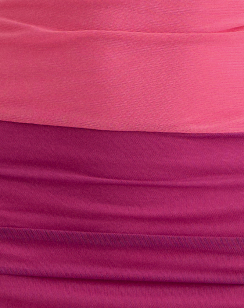 Veridis Maxi Dress in Rose Pink and Orchid Purple