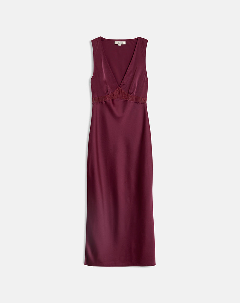 Zarita Satin Maxi Dress in Zinfandel