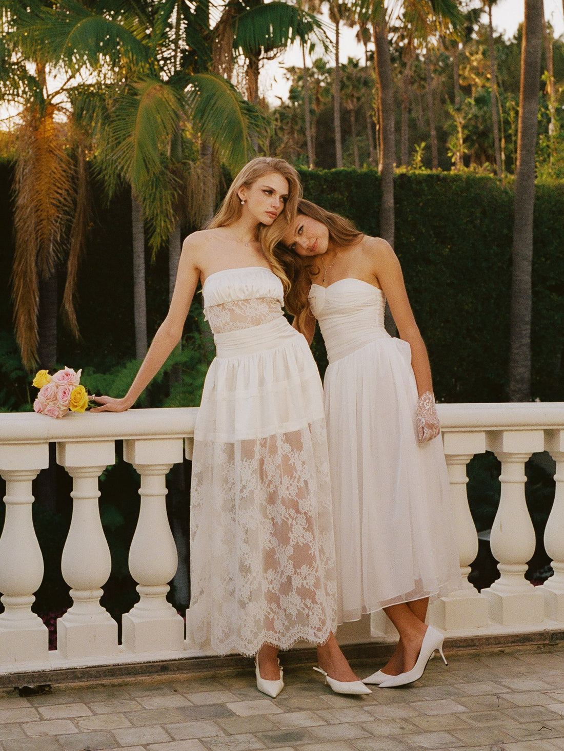 Amelie Lace Strapless White Dress