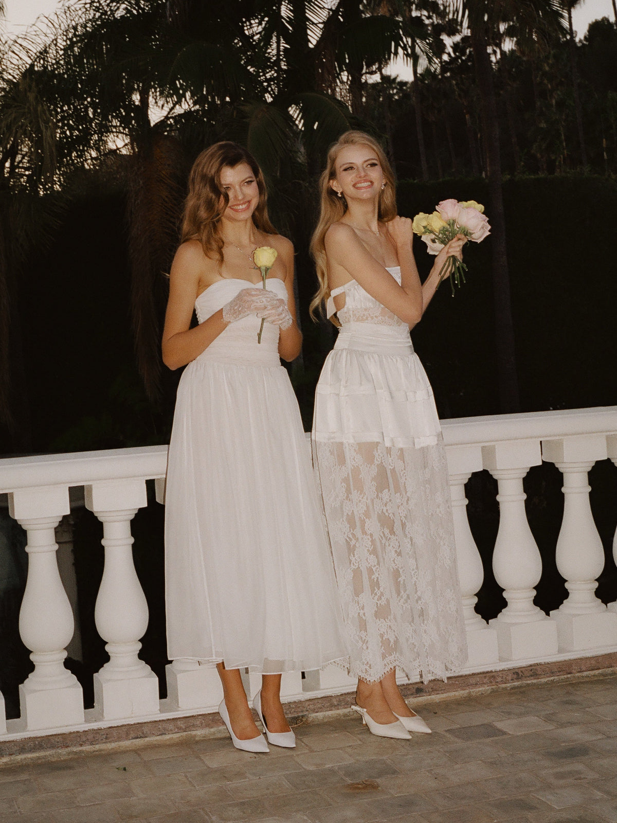 Amelie Lace Strapless White Dress