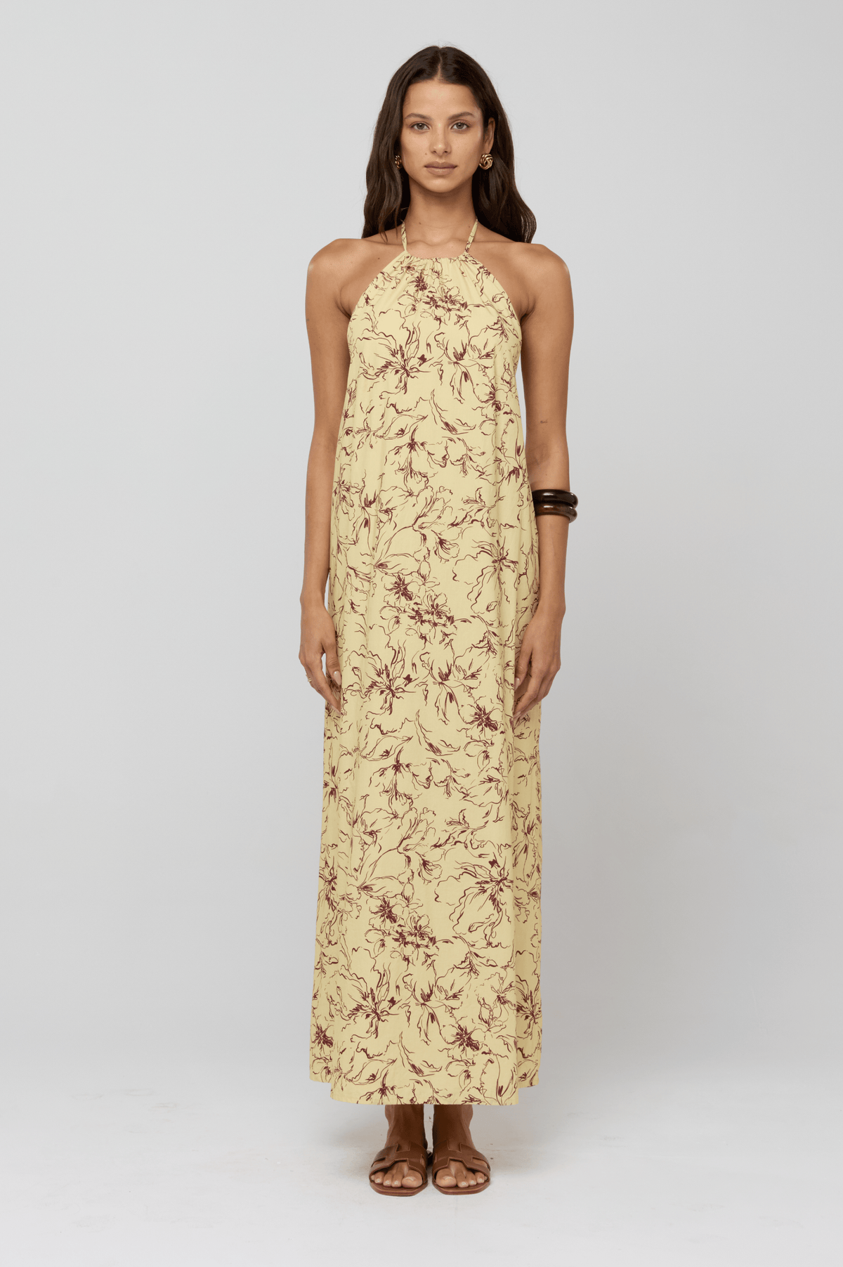 Iris Halter Dress in Butterscotch
