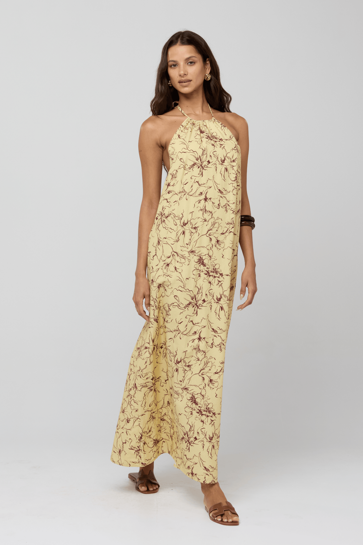 Iris Halter Dress in Butterscotch
