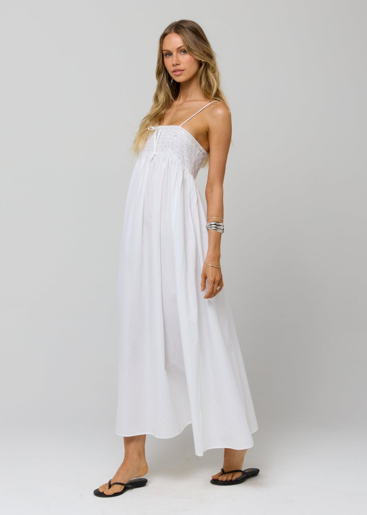 Kira Dress in White Eyelet