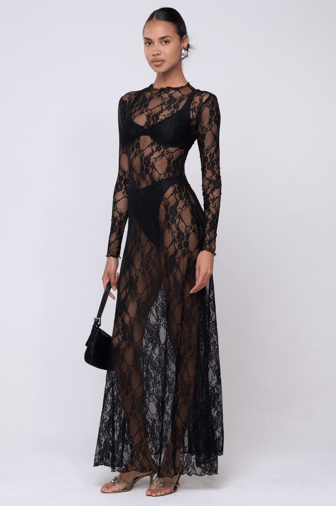 Lyon Lace Dress in Black Lace