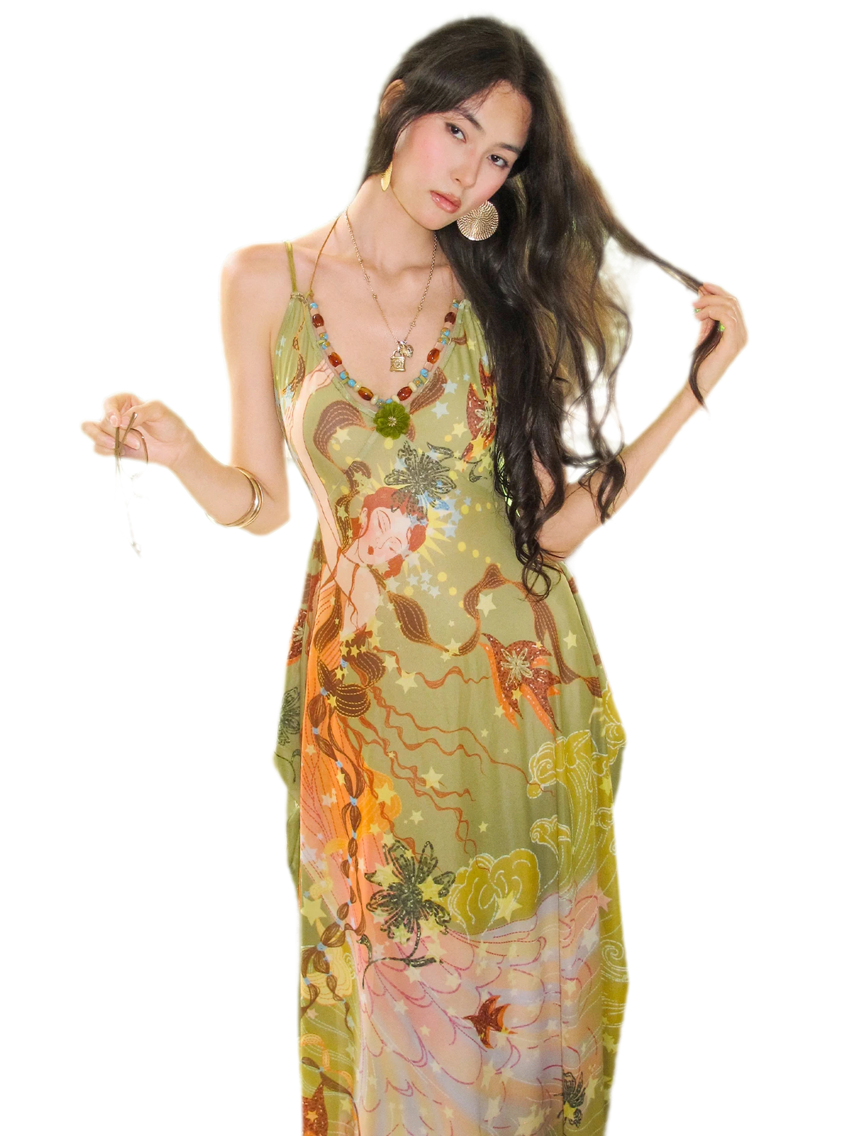 Beaded Floral Cami Dress