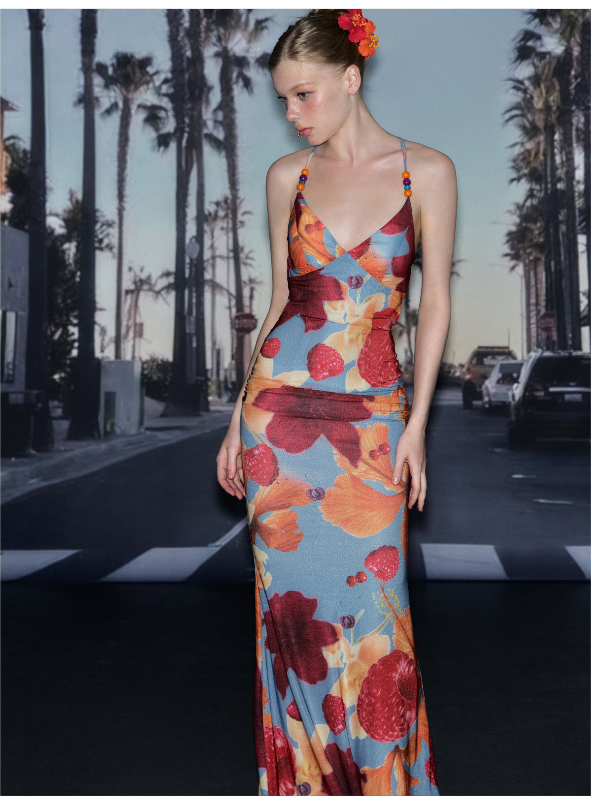 Fitted Backless Print Dress