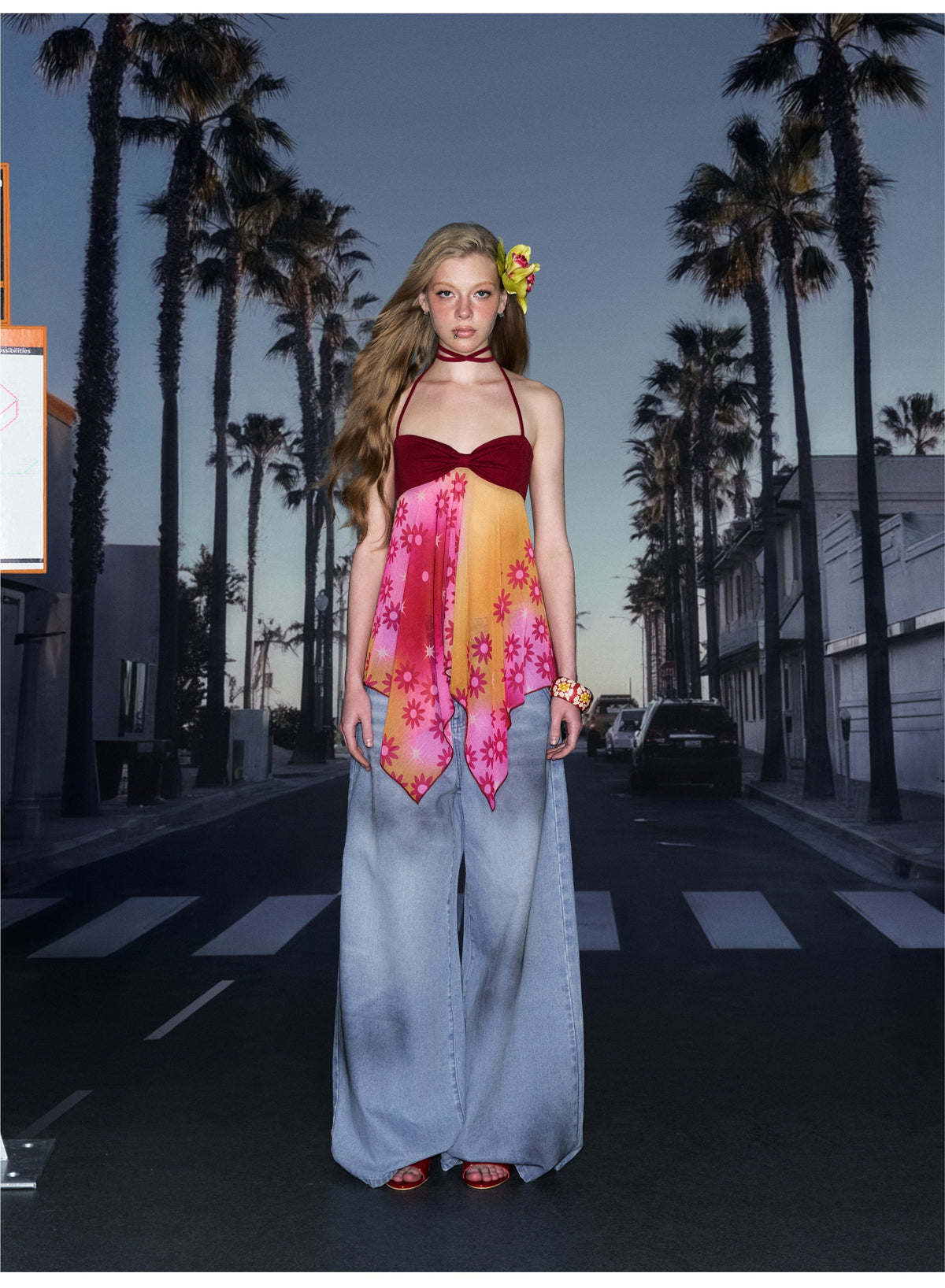 Printed Halter Slip Dress
