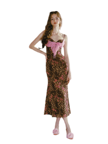 Leopard Print Fishtail Cami Dress