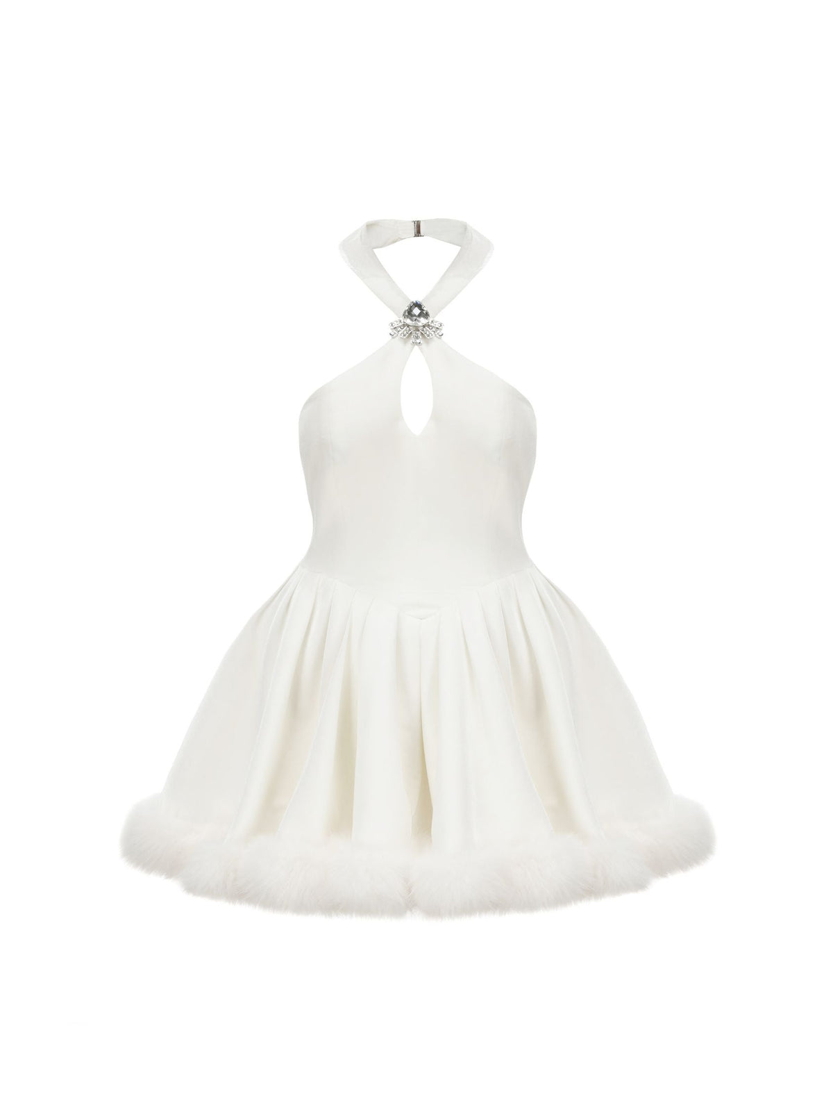 Juliet Velvet Halter Dress (White)  (Final Sale)