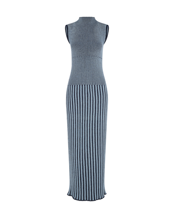 Golfo Maxi Dress | Navy- Light Blue