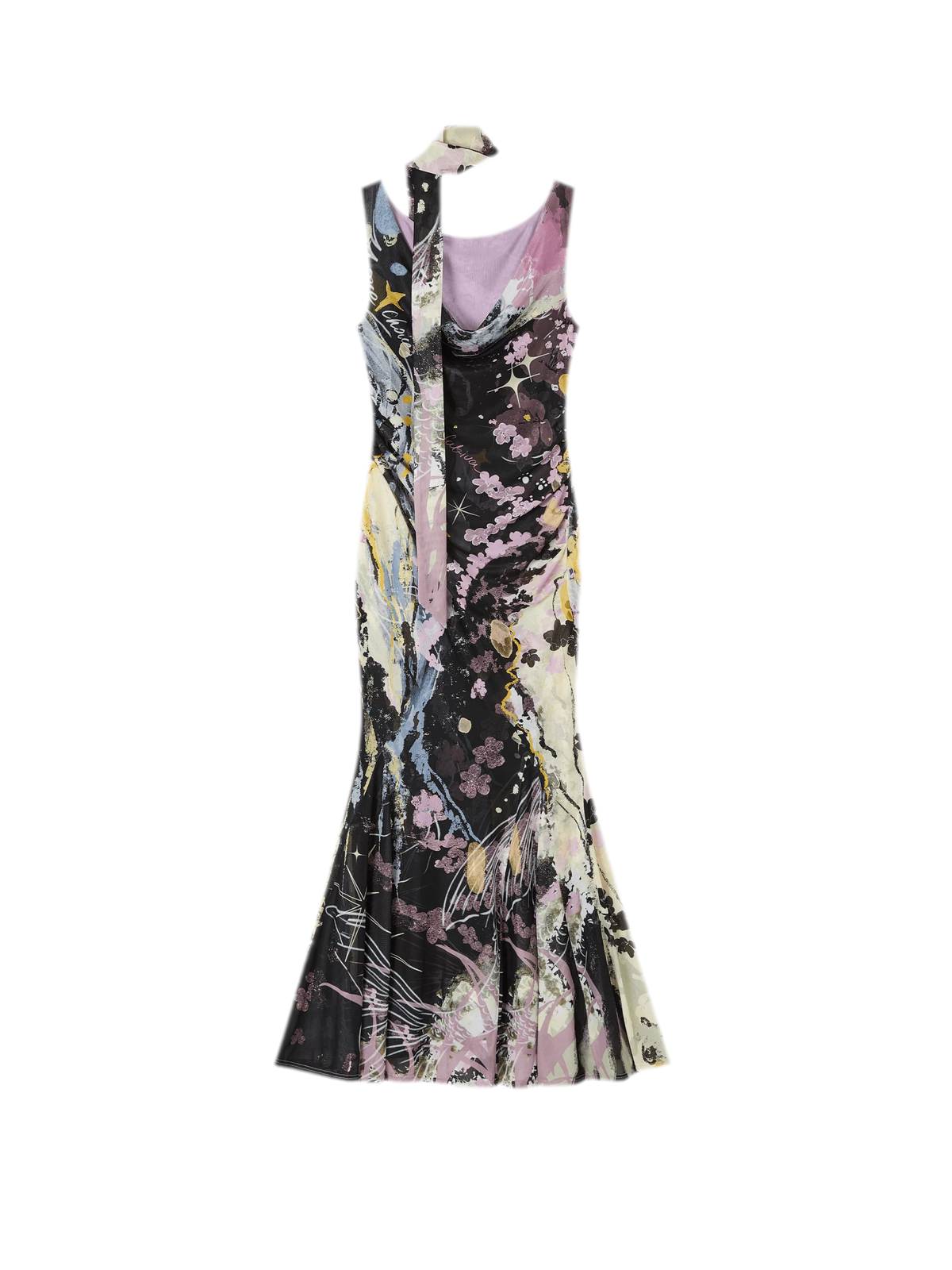 Hand-Painted Mesh Mermaid Dress