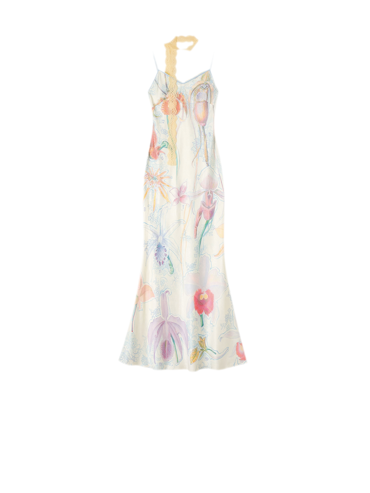 Botanical Print Bias-Cut Camisole Long Dress