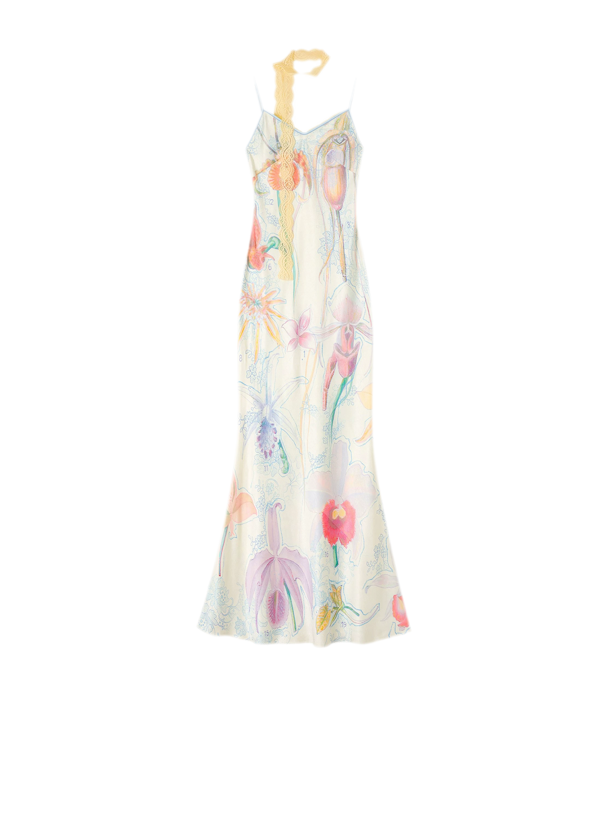 Botanical Print Bias-Cut Camisole Long Dress
