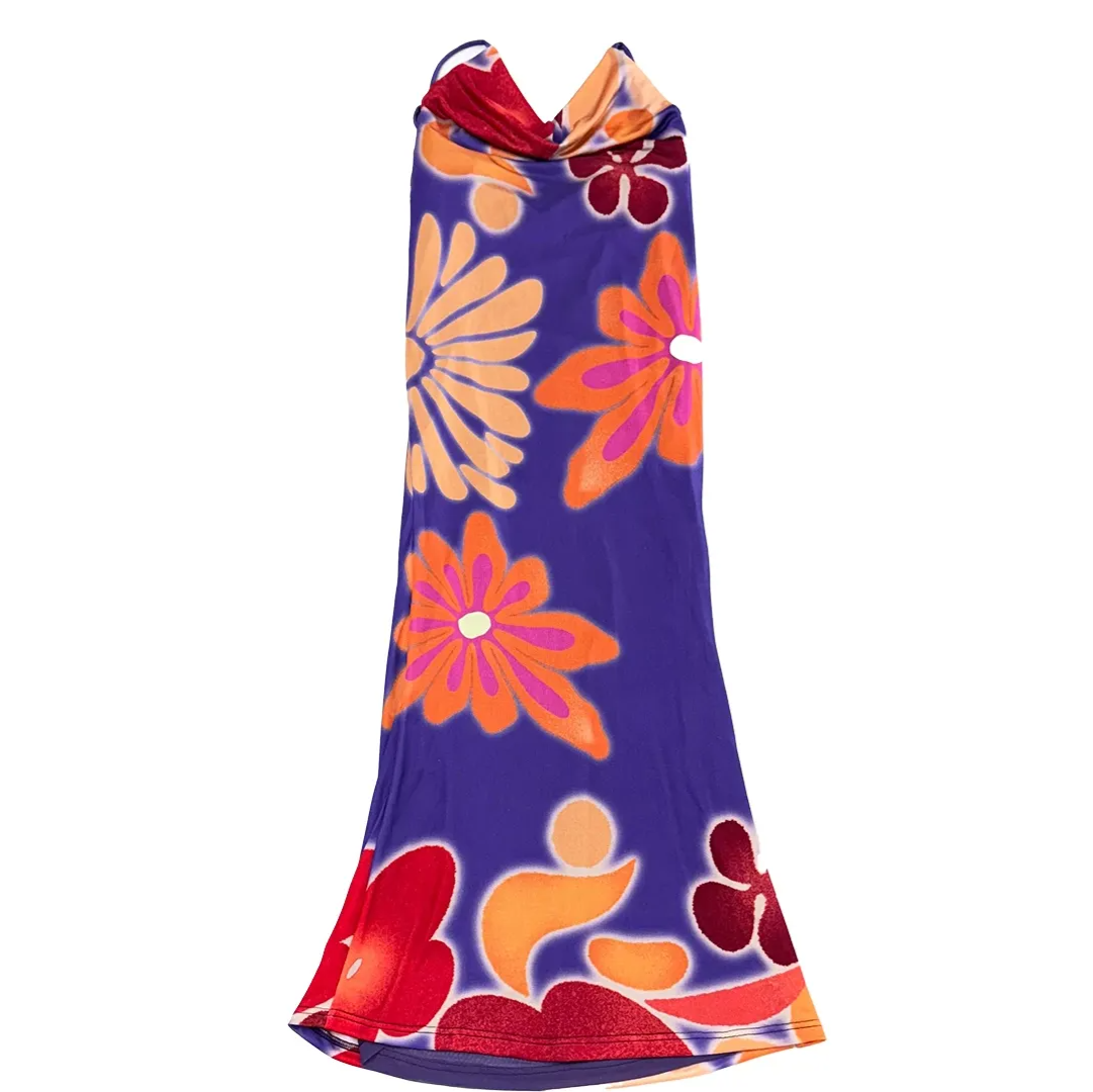 Floral Cowl Backless Dress