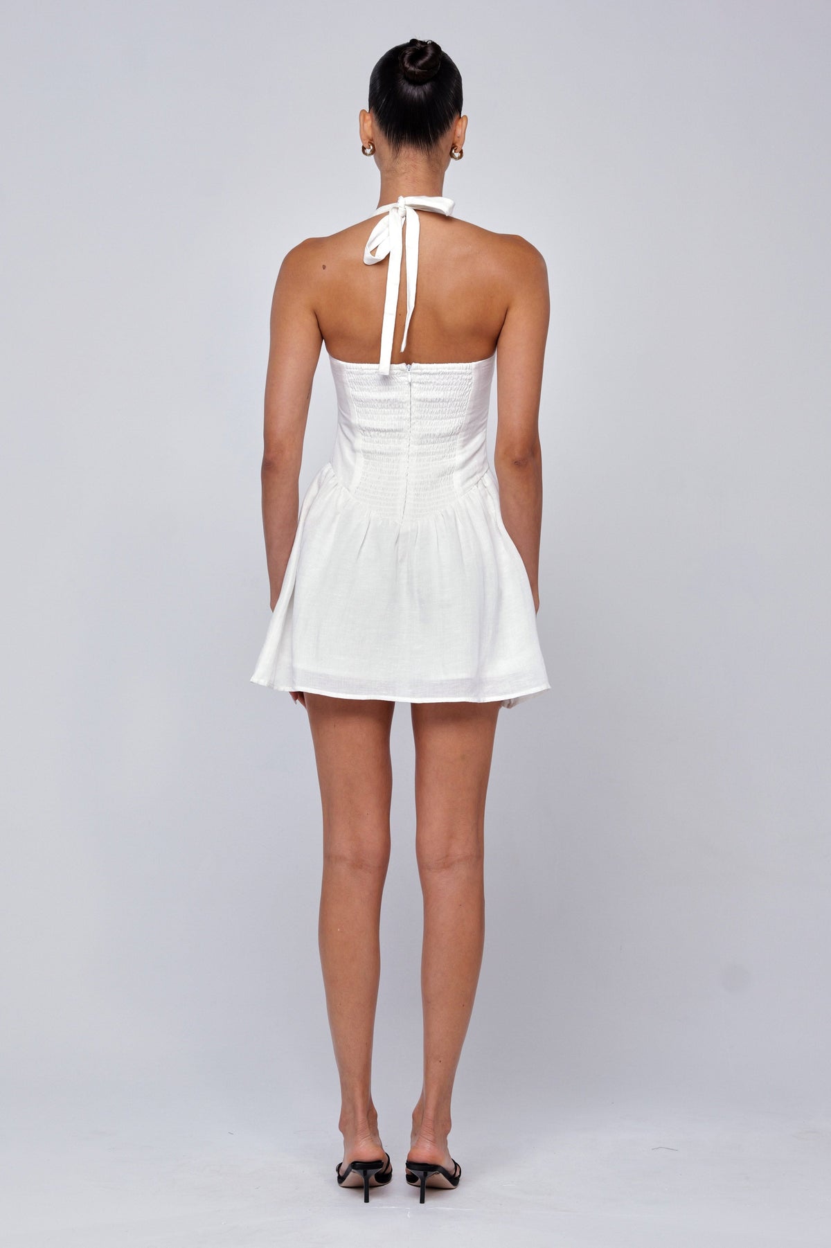 Sutton Mini Dress in White Linen