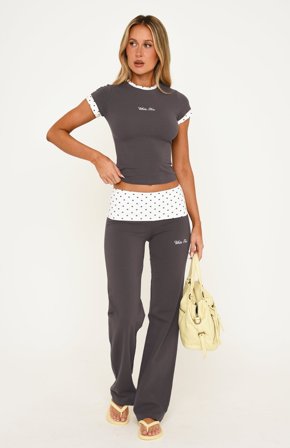 Take The Pressure Off Fold Over Pants Charcoal