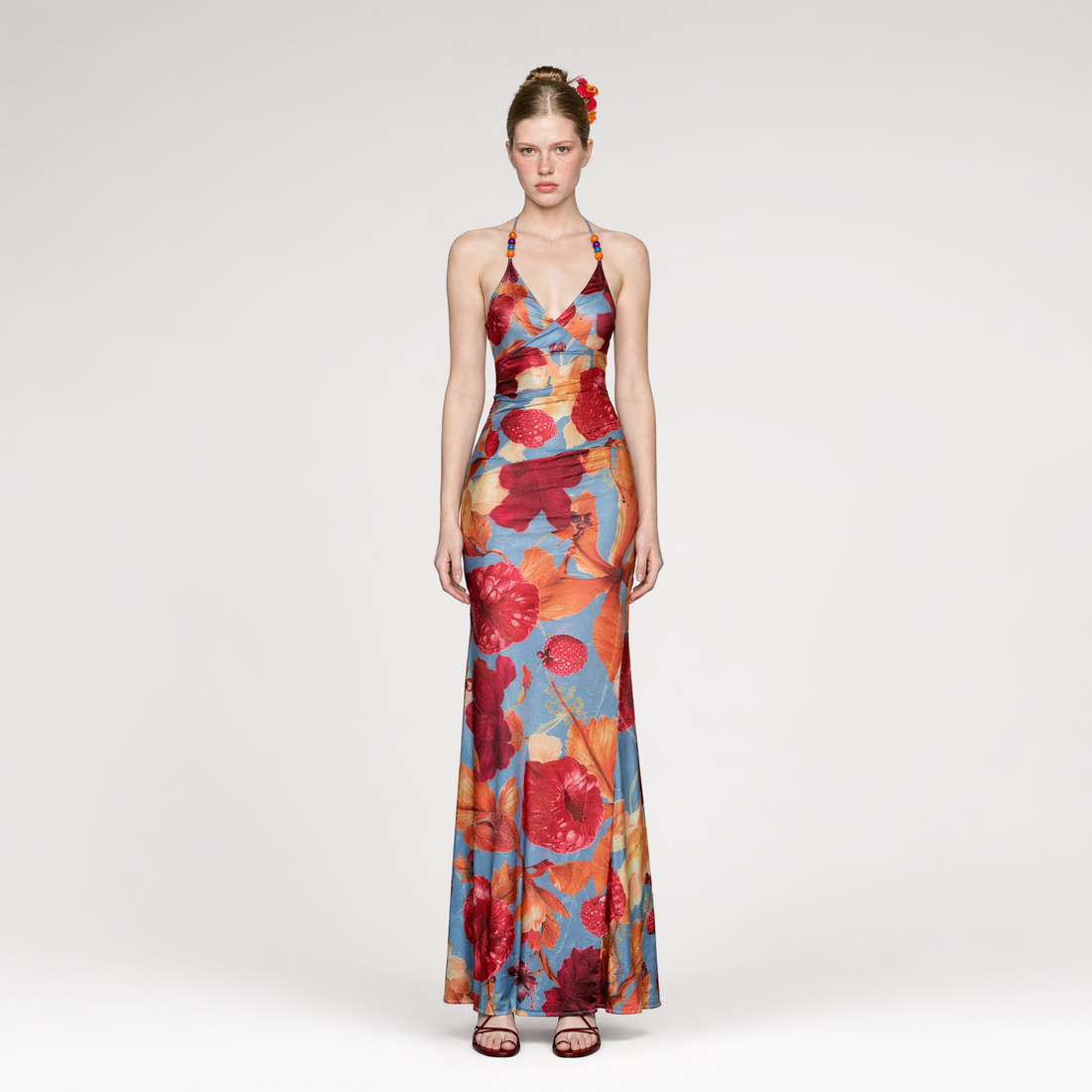 Fitted Backless Print Dress